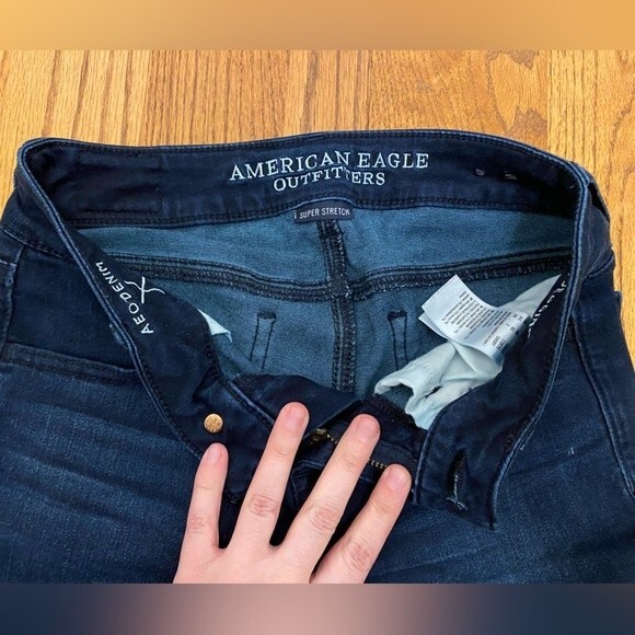 American Eagle Dark Wash Denim Super Low Stretch Skinny Jegging Jeans - Picture 10 of 16